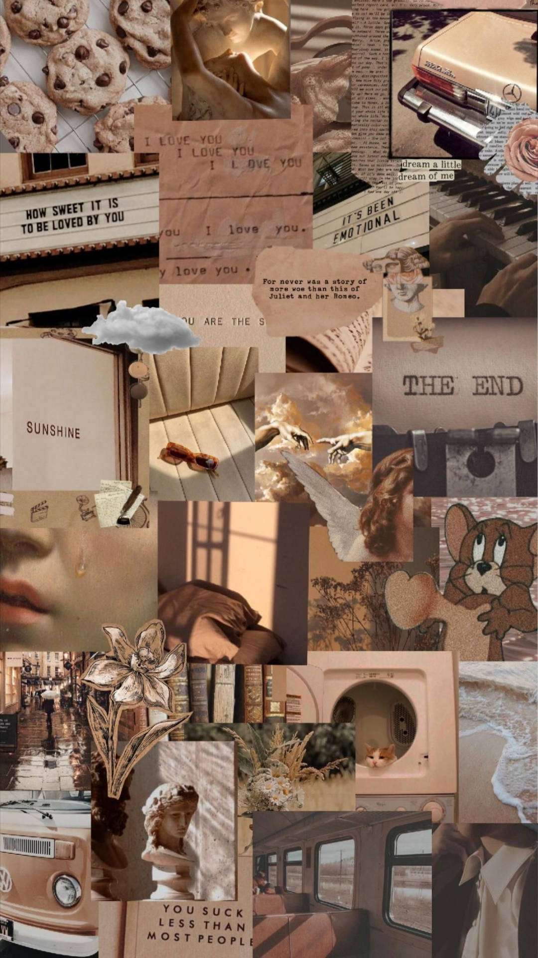 Vintage That Girl Aesthetic Collage Wallpaper