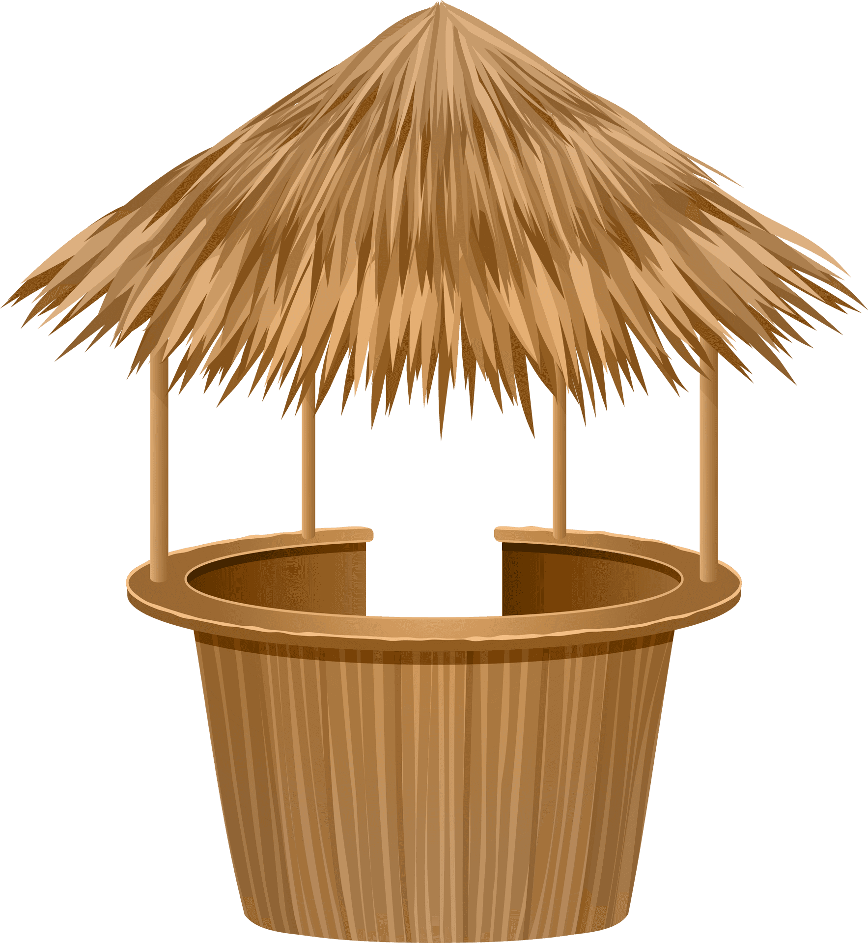 Thatched Roof Tiki Bar Illustration PNG