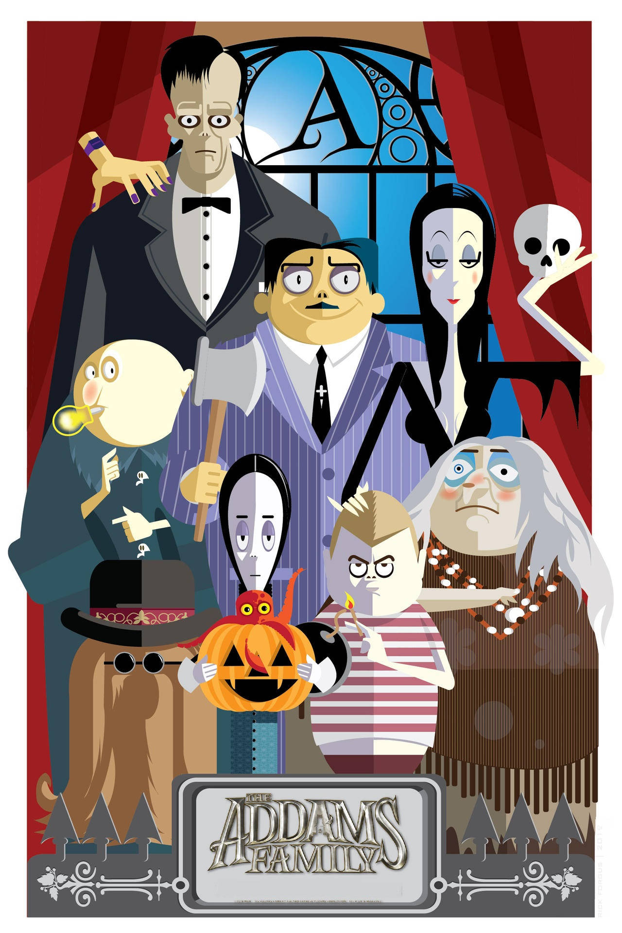 The Addams Family Colorful Art Background