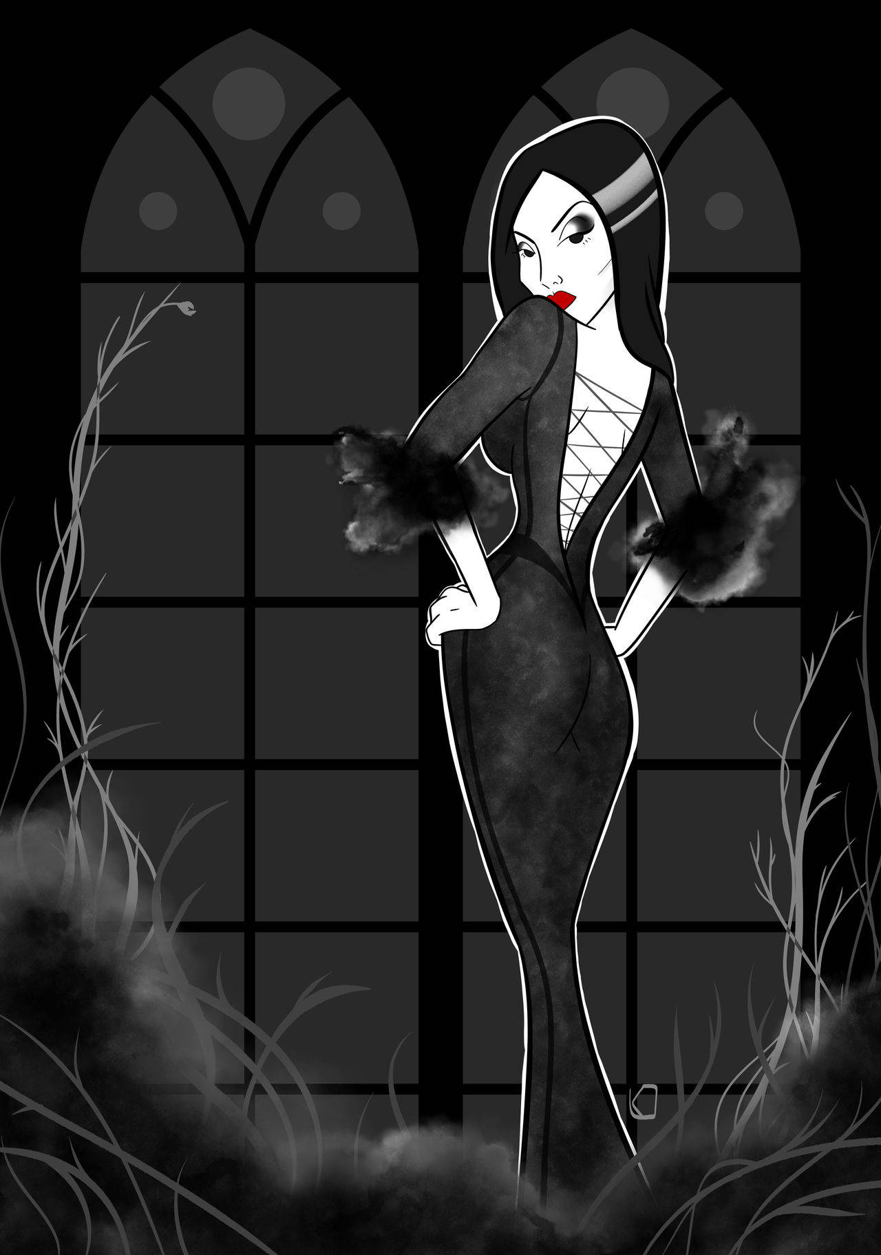 The Addams Family Sexy Morticia Wallpaper