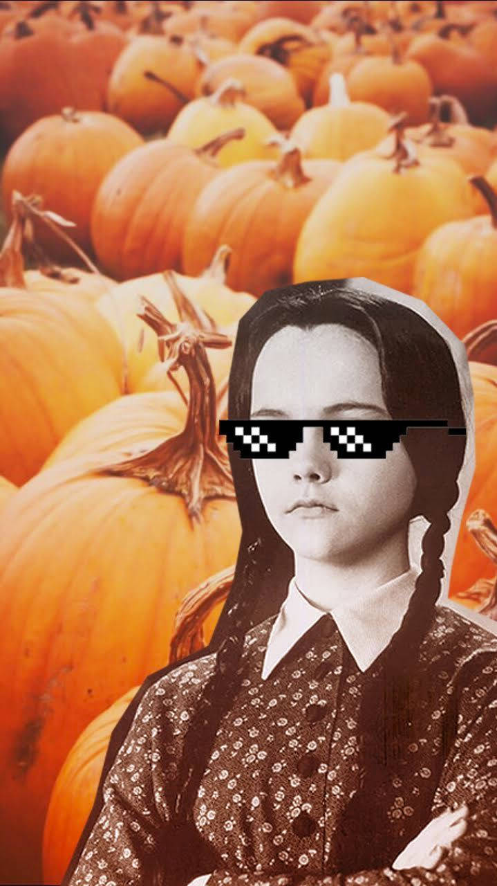 The Addams Family Wednesday Pumpkin Wallpaper