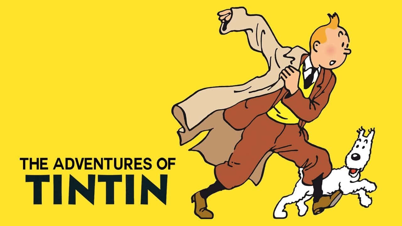 Eventyret om Tintin Cartoon Gul plakat Tapet Wallpaper