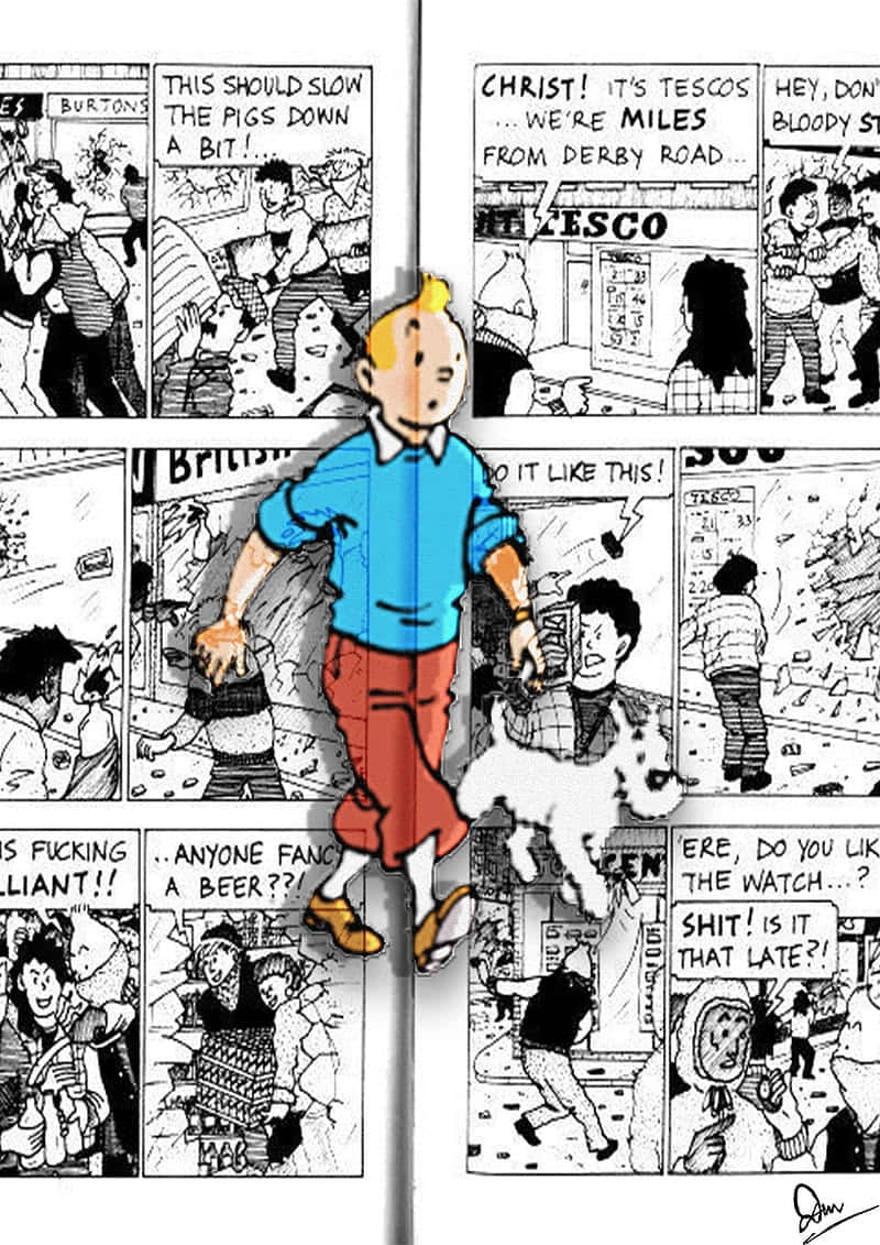 Abenturerne Tintin's Comic Illustration Tapet Wallpaper