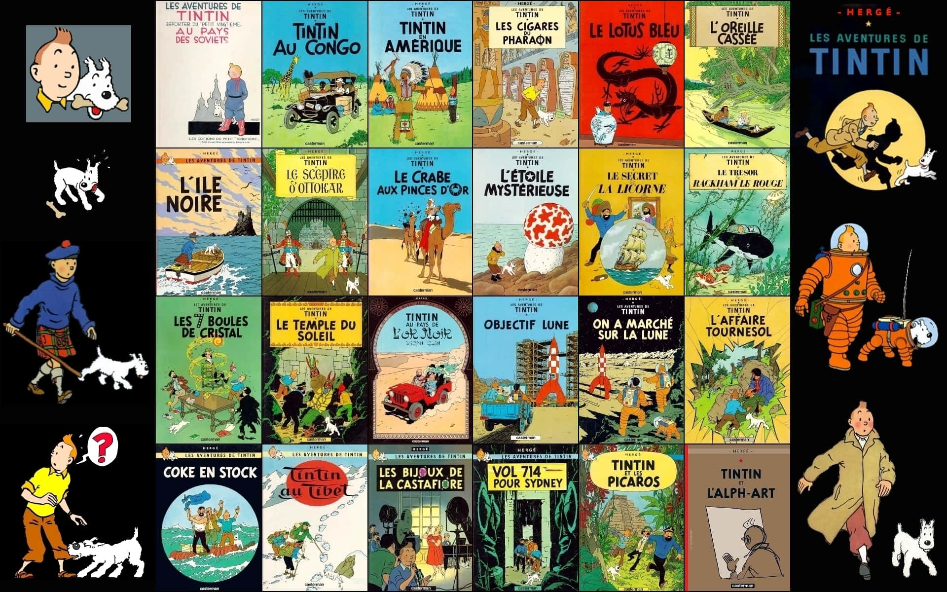 Abenturerne med Tintin Cover Art Collection Wallpaper