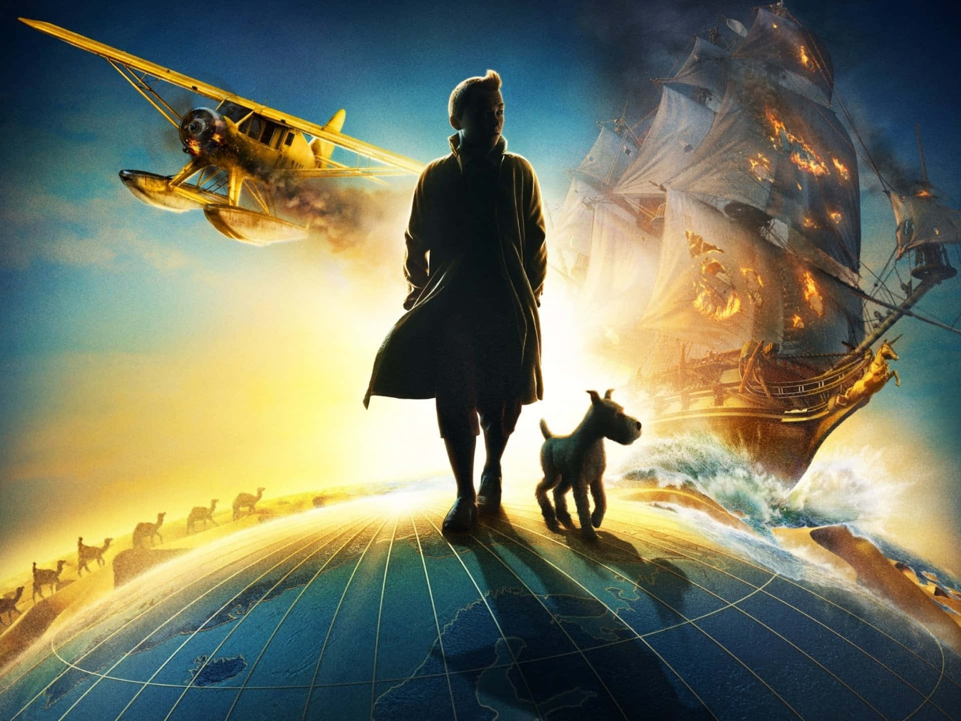 Den eventyrerne af Tintin Silhoutte Plakat Wallpaper