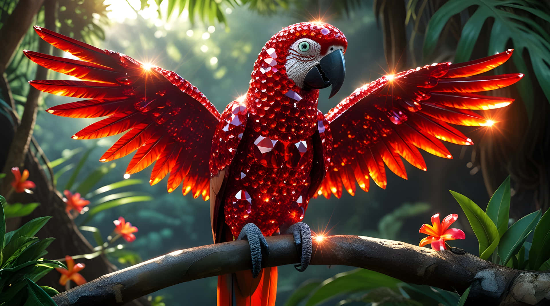 The Amazing Jungle Parrot Wallpaper