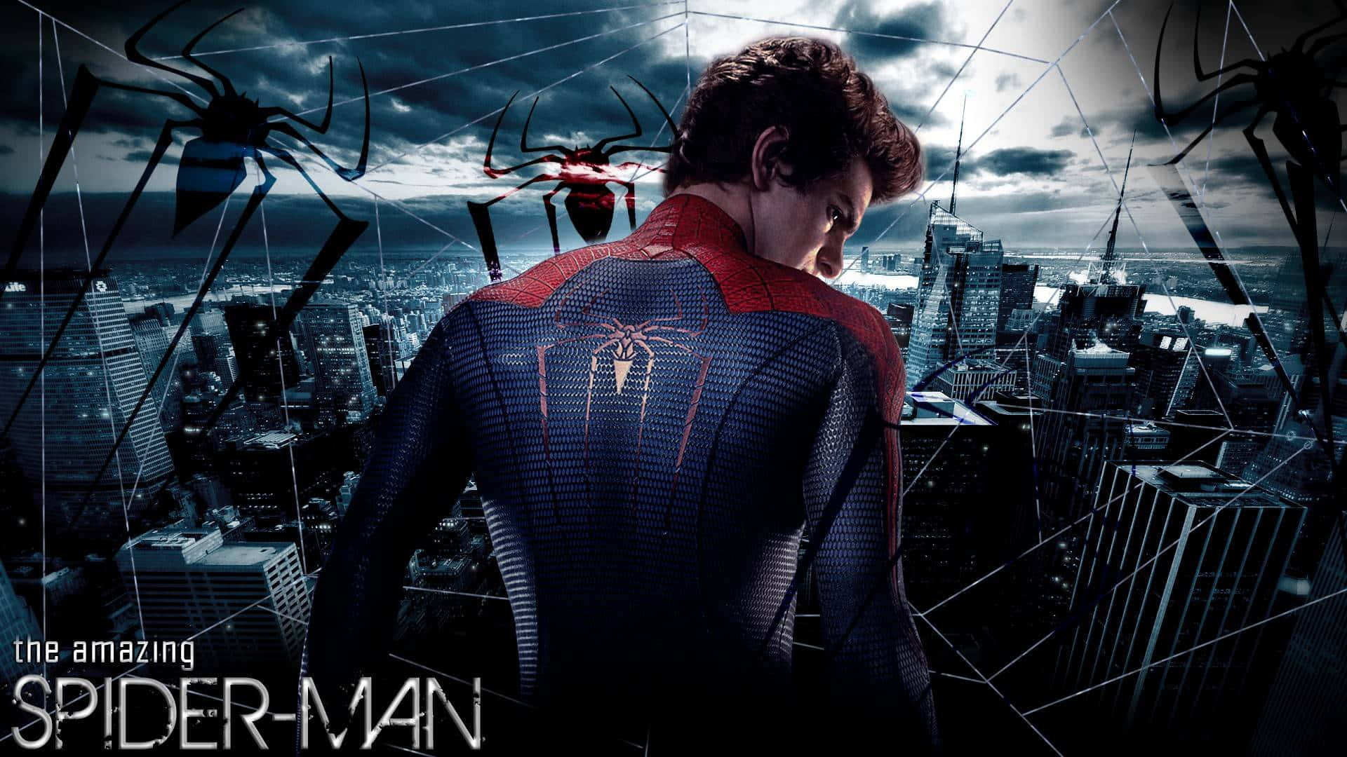 The Amazing Spider-man Swinging Between Skyscrapers Wallpaper