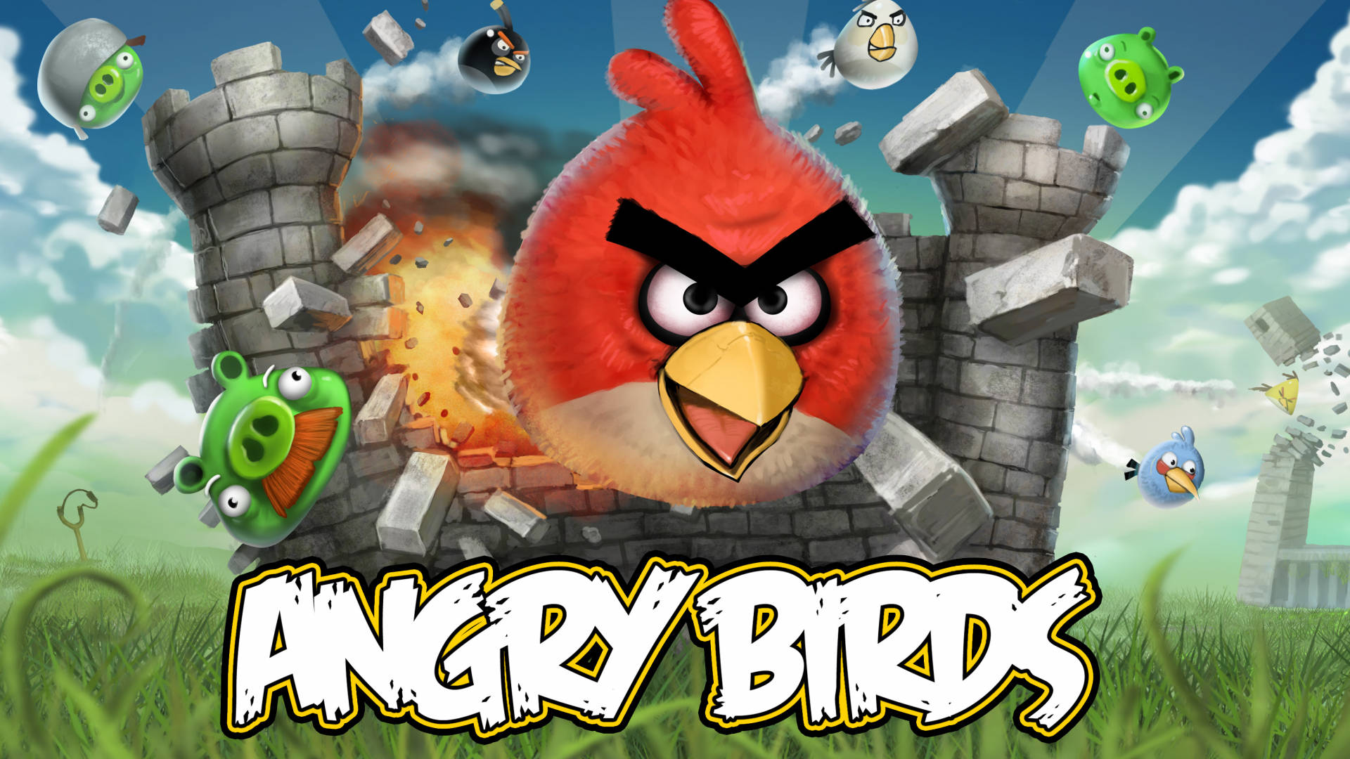 The Angry Birds Movie Red Attcking A Castle Wallpaper