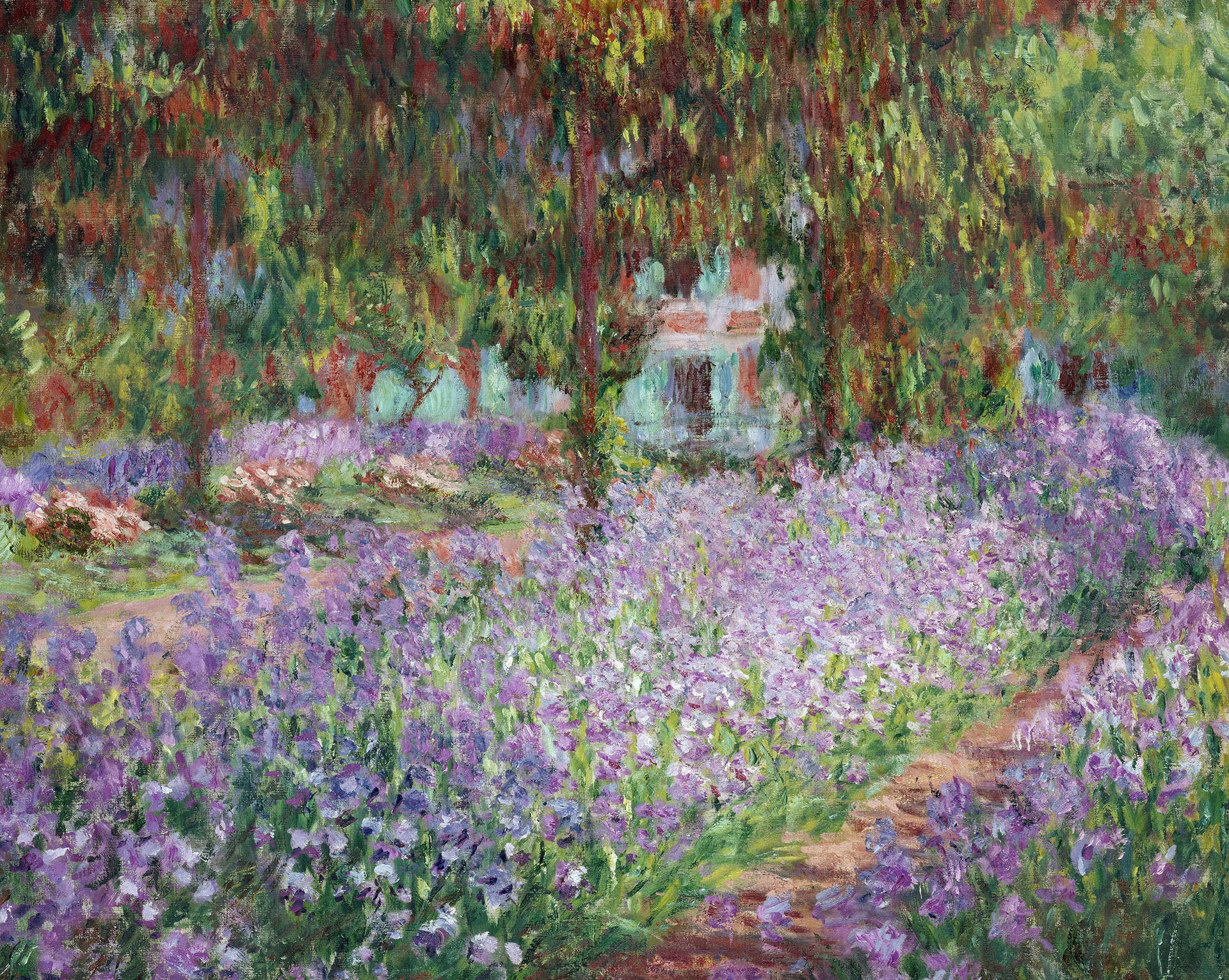 An Aesthetic Depiction of The Artist's Garden - A Classic Impressionist Art Piece Wallpaper