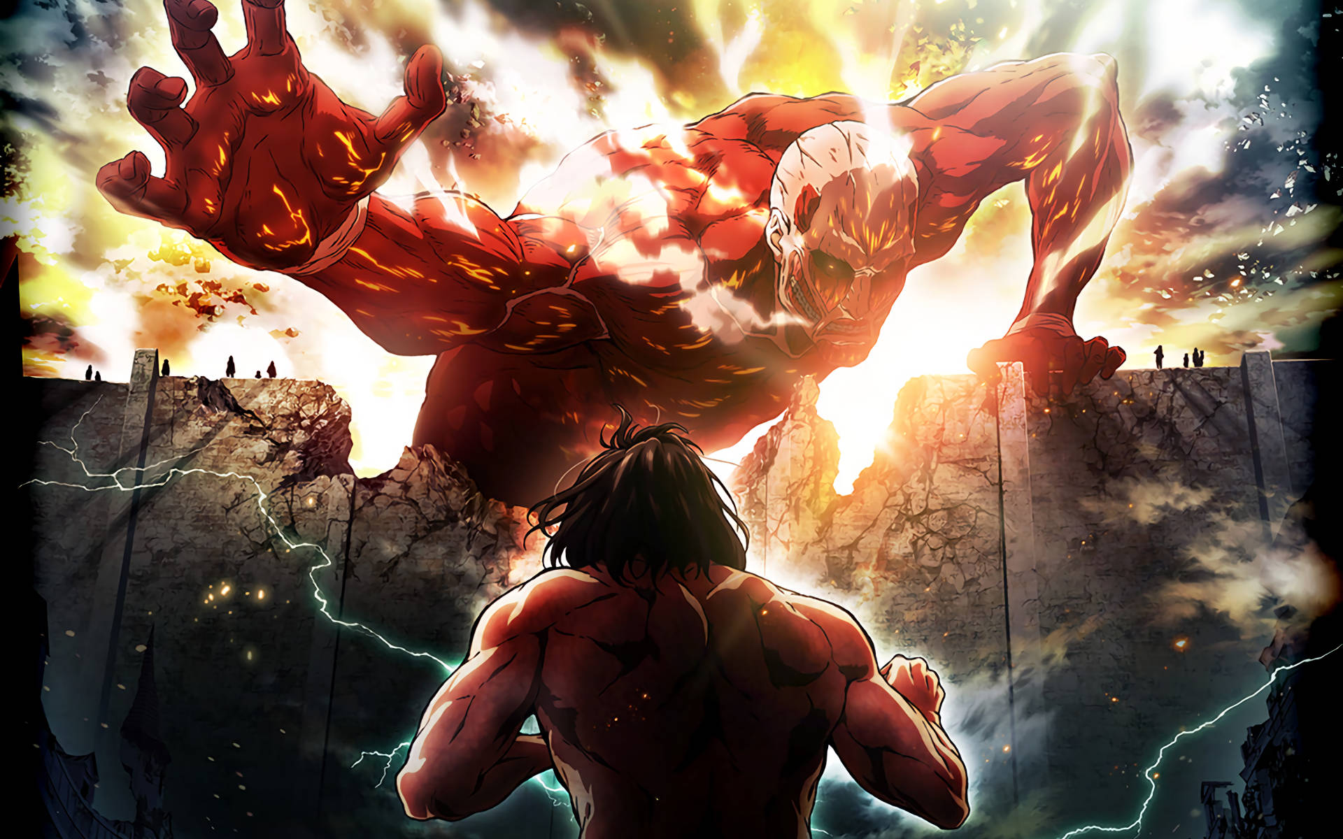 The Attack Of Titan Eren Yeager Wallpaper