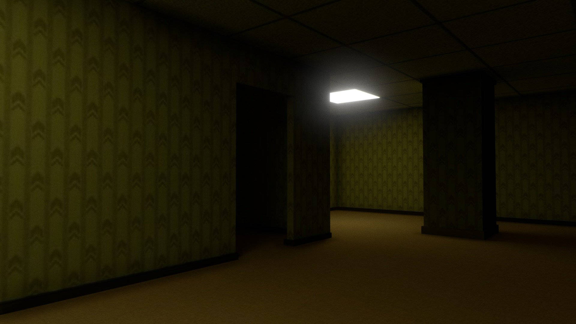 Explore the dark corridors of The Backrooms Wallpaper