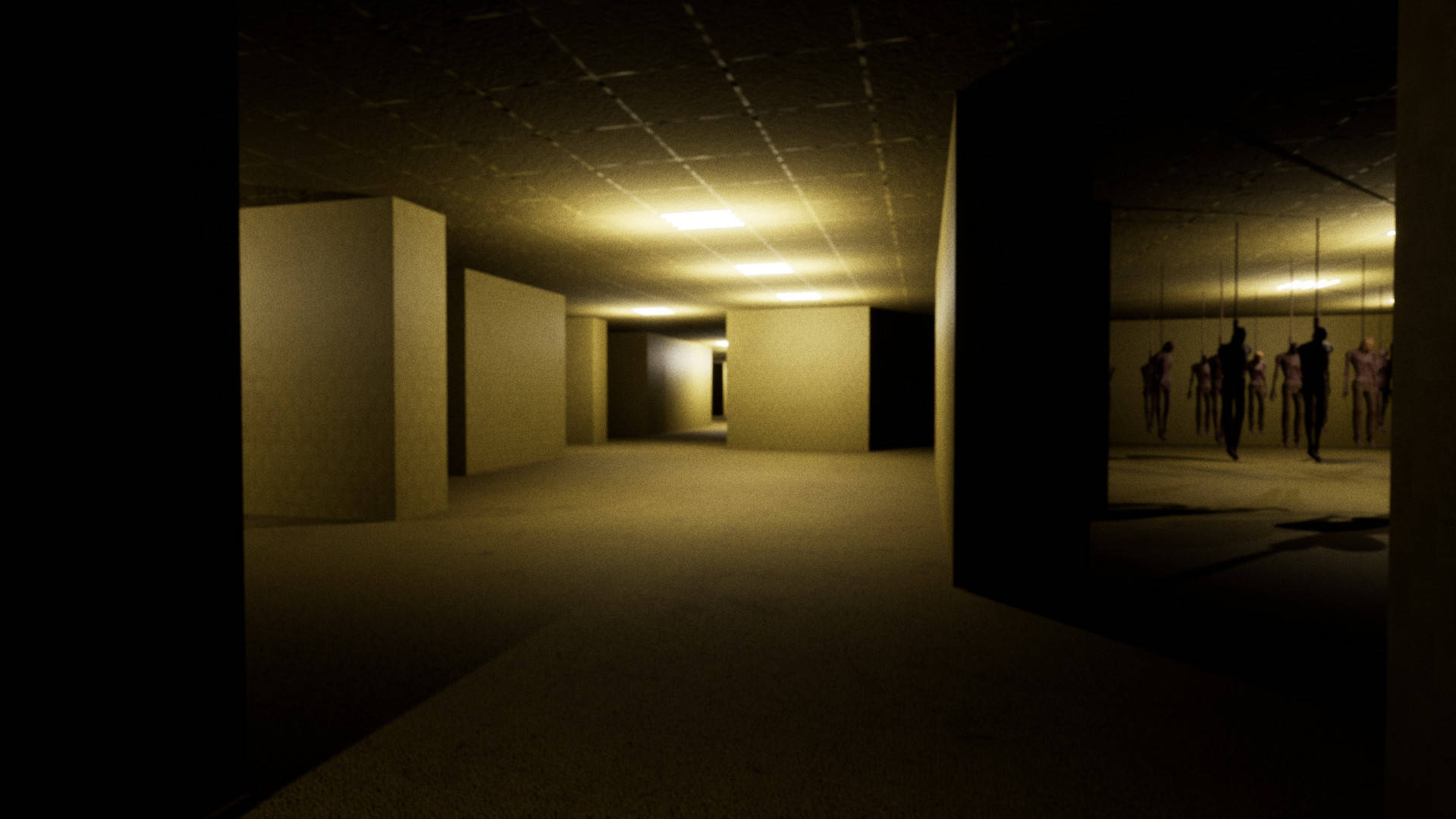 A Dark Hallway With A Light Shining Through It Wallpaper