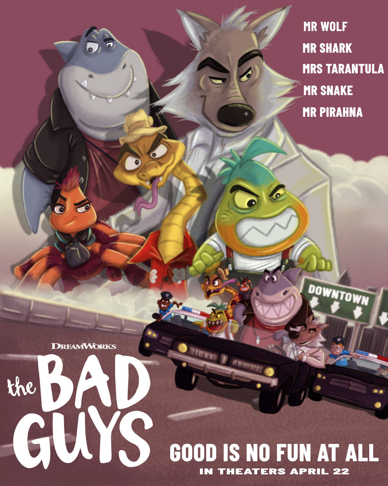 The Bad Guys Dark Pink Poster Wallpaper