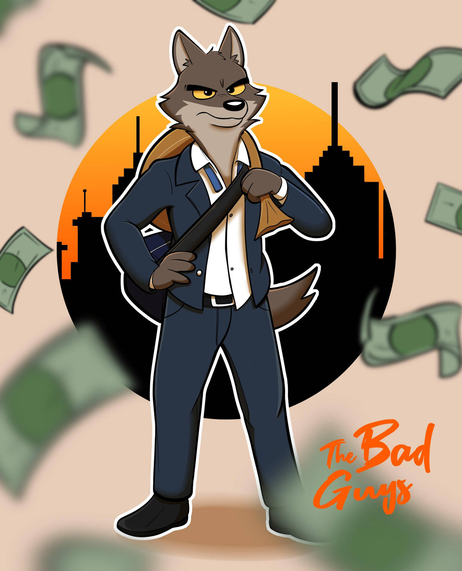 Caption: The Bad Guys - Mr. Wolf Artwork Wallpaper