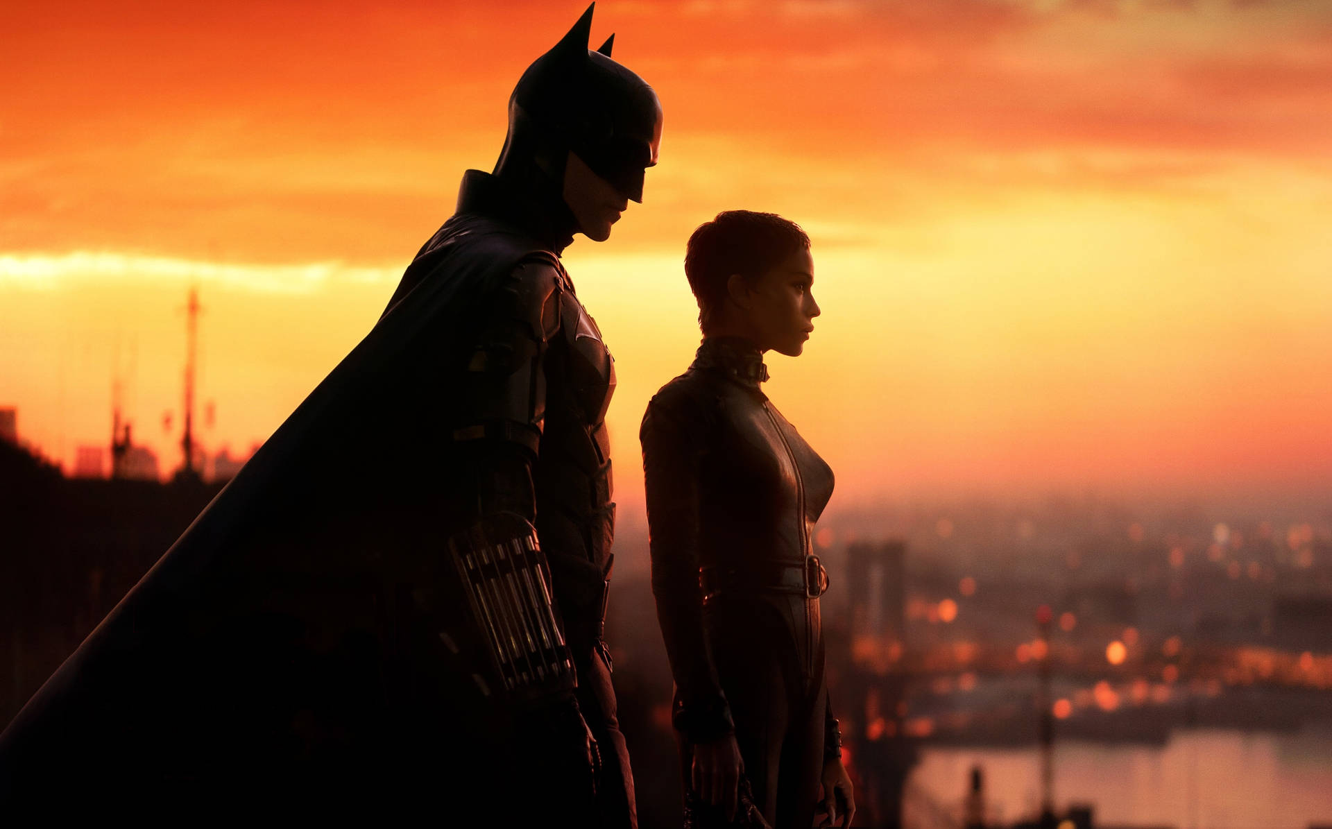 The Batman And Catwoman Sunset Wallpaper