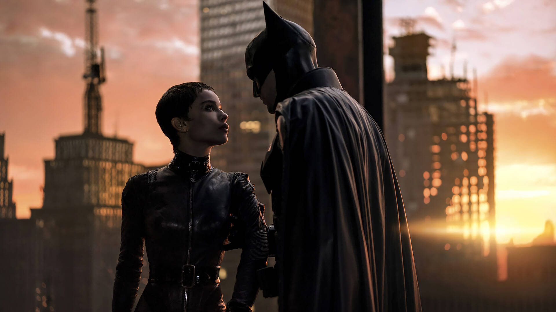 The Batman Pulling Catwoman Close Background