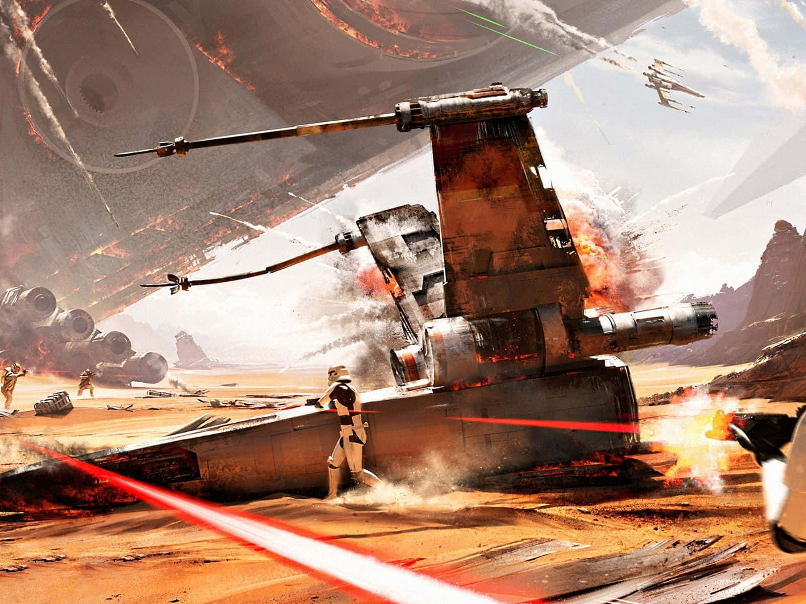 Witness the height of the galactic conflict in Star Wars: The Battle of Jakku." Wallpaper