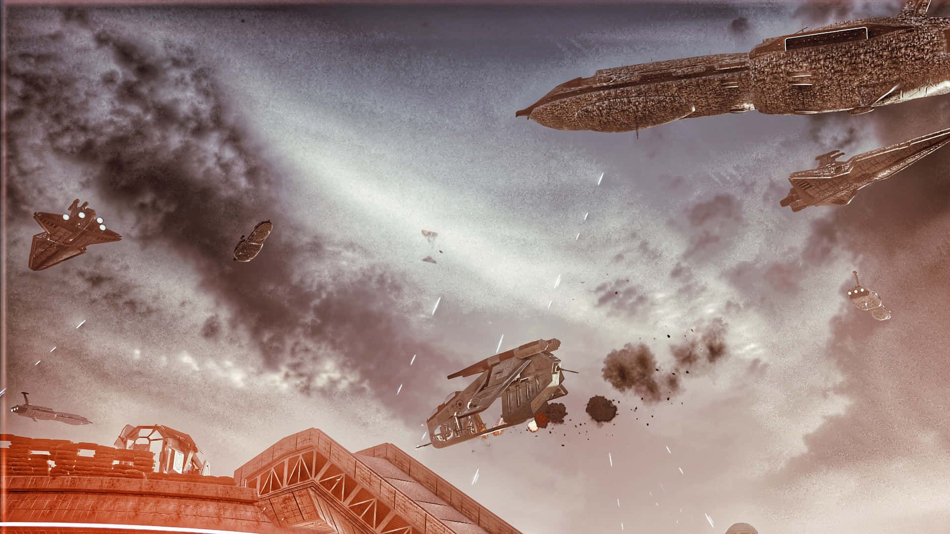 Imperial and Resistance forces clash in the Battle of Jakku Wallpaper