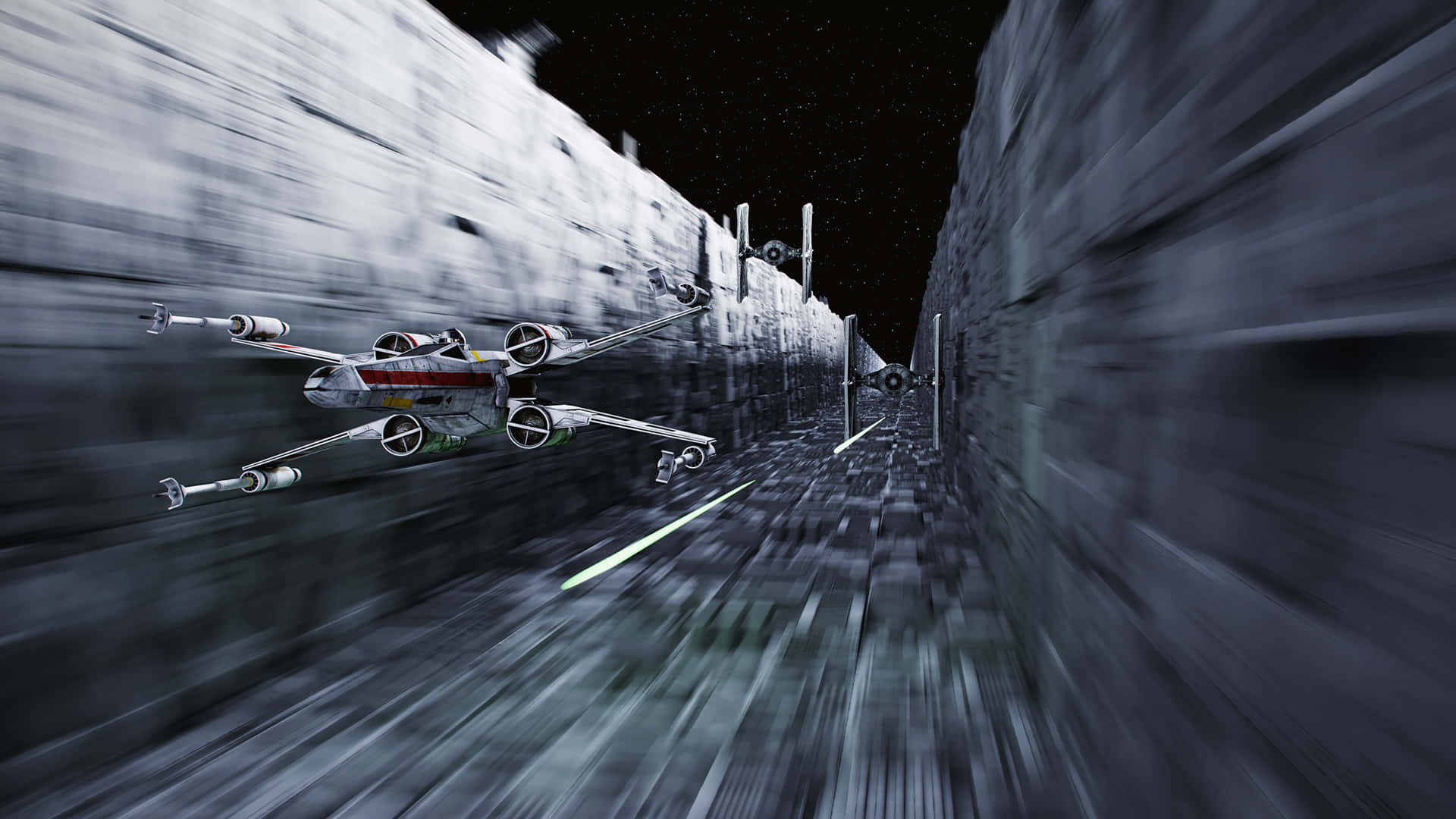 Luke Skywalker wields his laser sword to take down the Death Star during the Battle of Yavin. Wallpaper