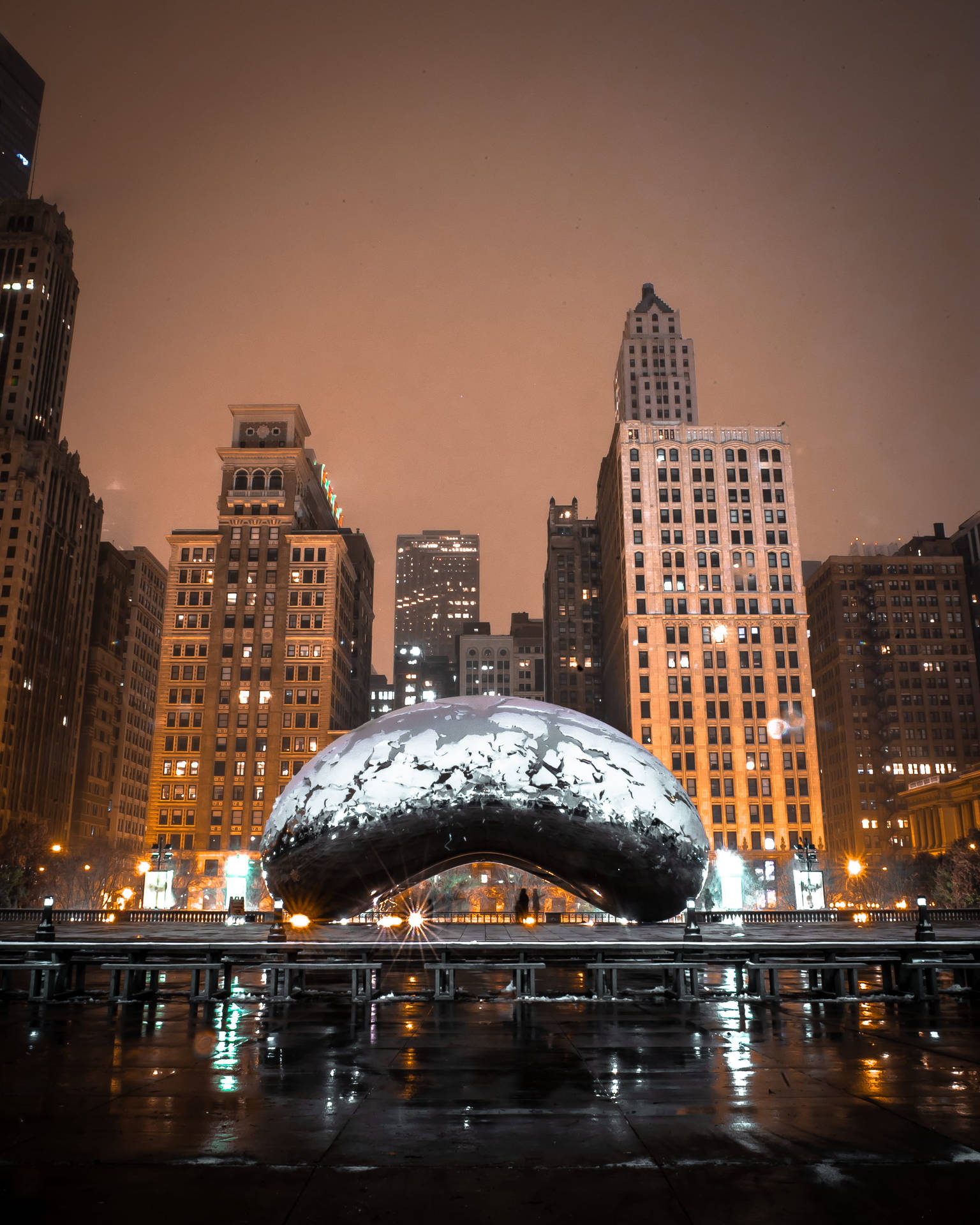 The Bean Chicago City At Night Wallpaper