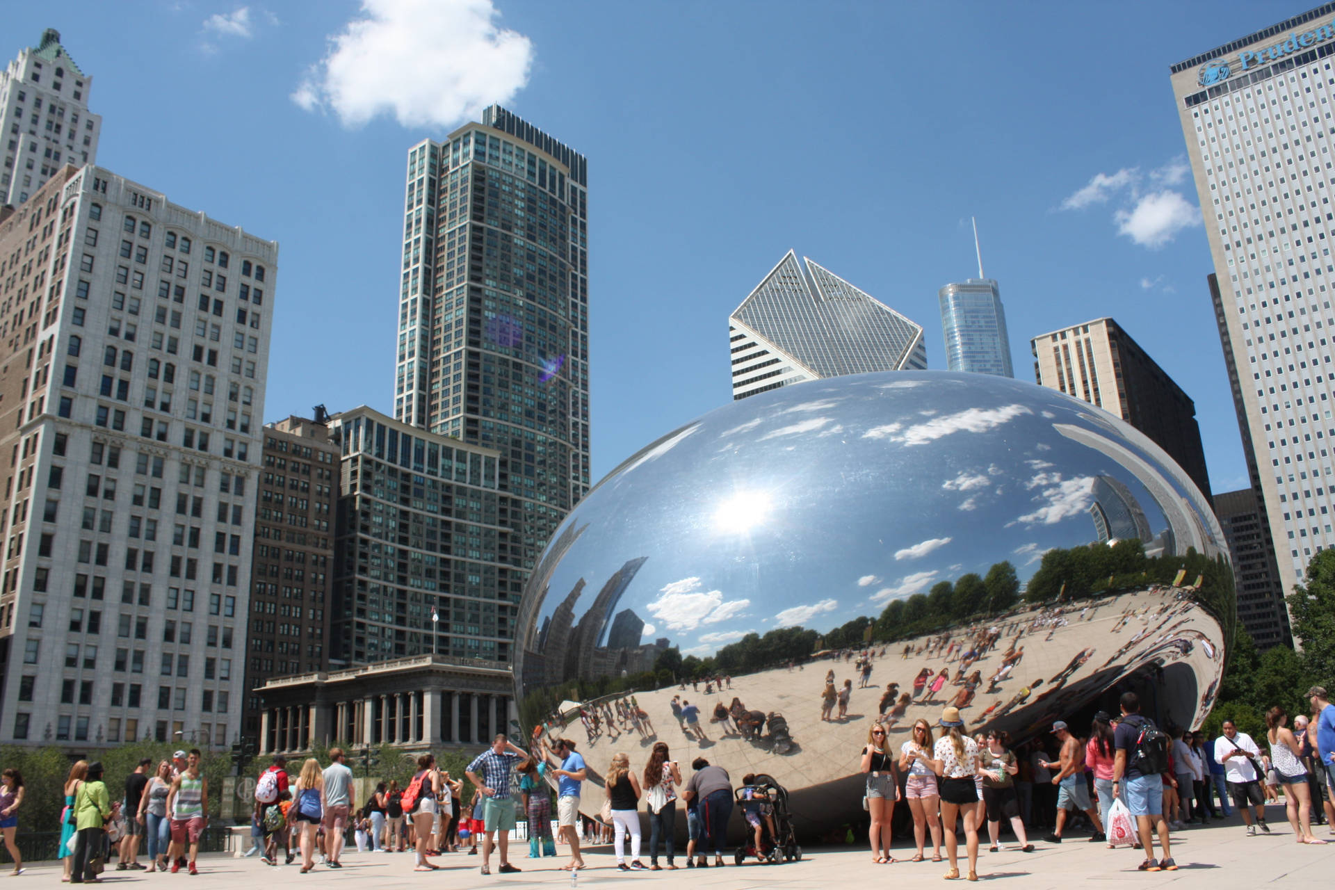 The Bean Chicago With Blue Sky Wallpaper
