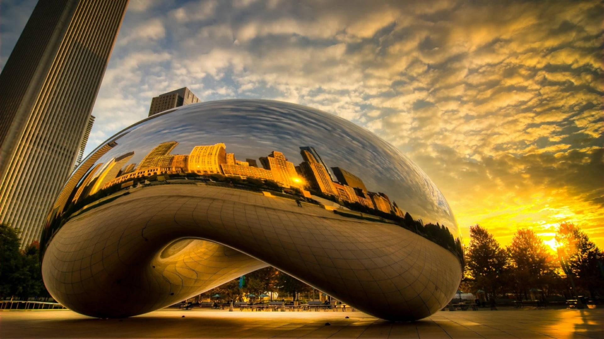 The Bean Chicago Yellow Sunset Background