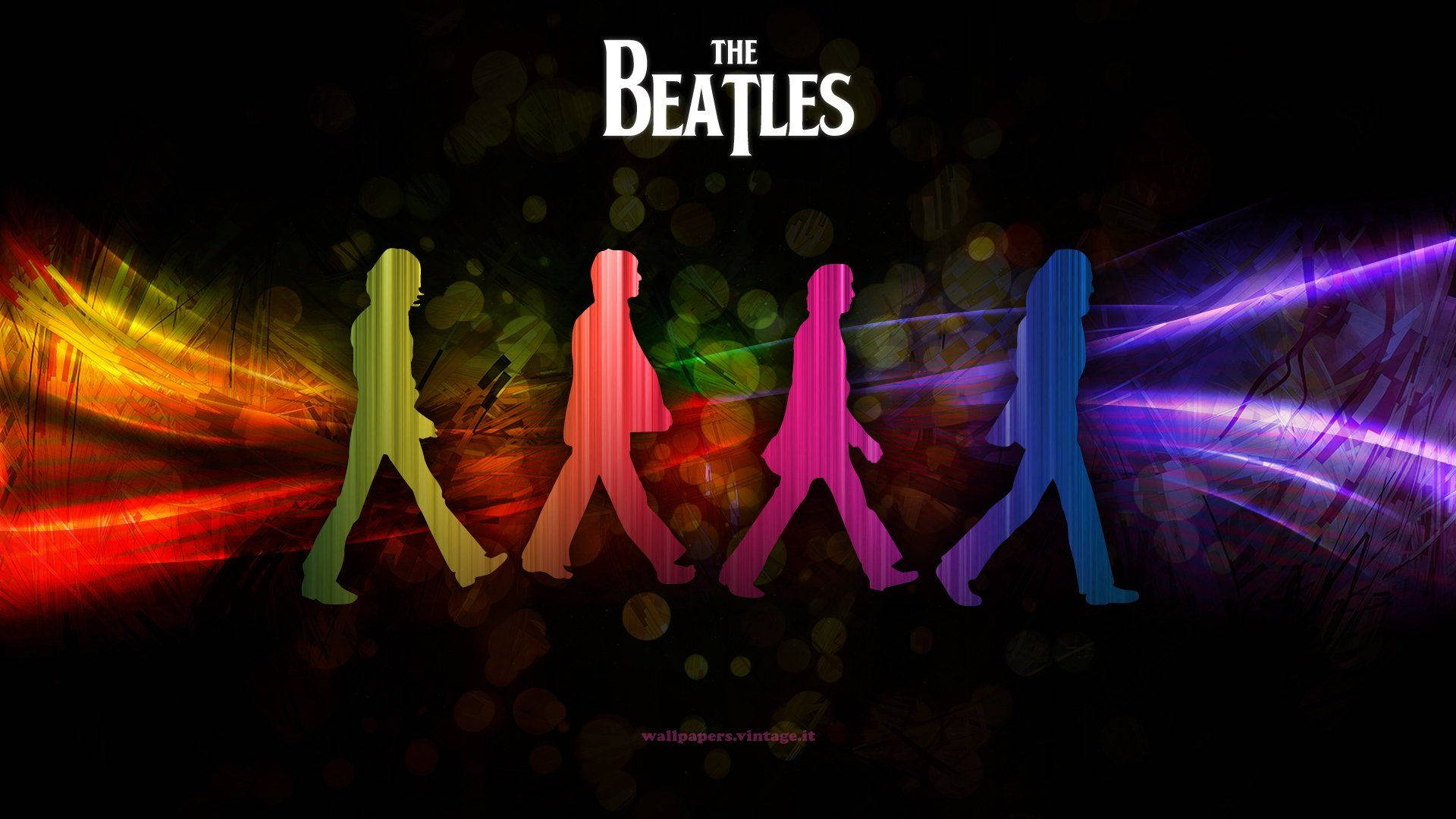 The Beatles Colorful Silhouette Art Background