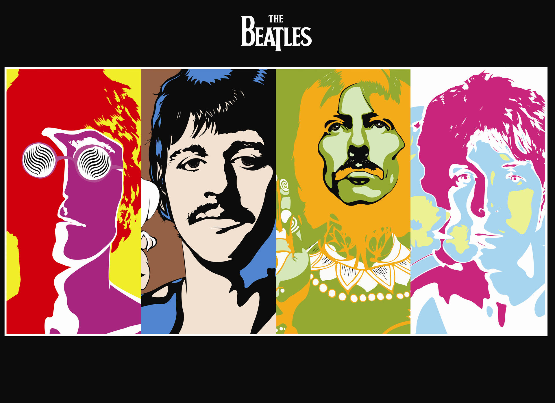 The Beatles Legendary Retro Art Wallpaper
