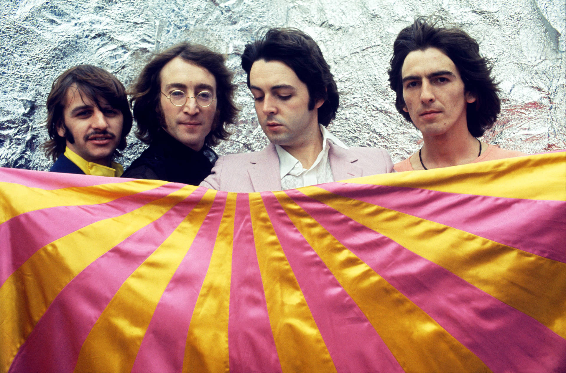 The Beatles With Flag Wallpaper