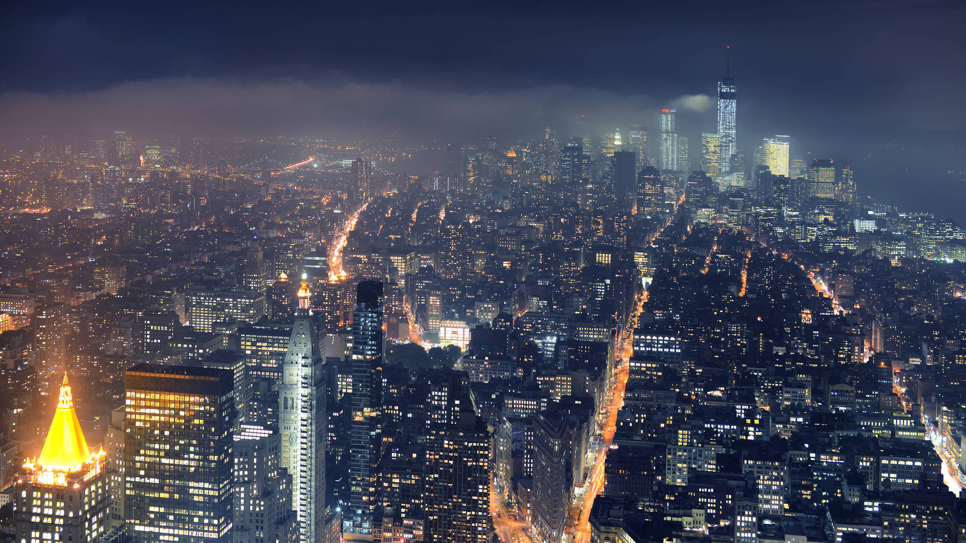 The Big Apple City Background At Night Wallpaper