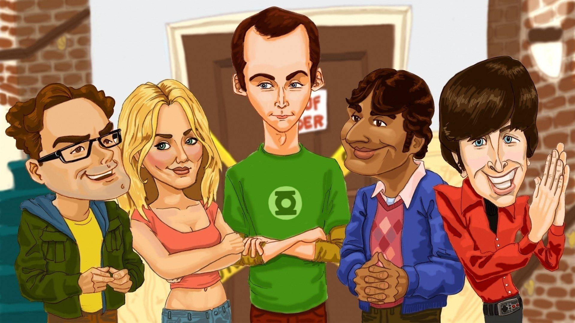 The Big Bang Theory Cartoonish Characters Wallpaper