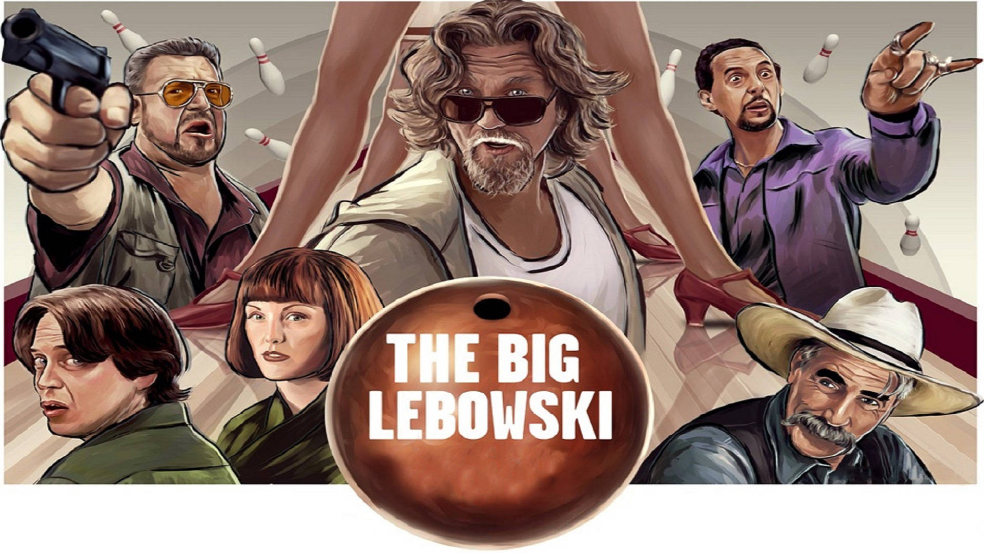 The Dude from The Big Lebowski Movie Illustration Art Wallpaper