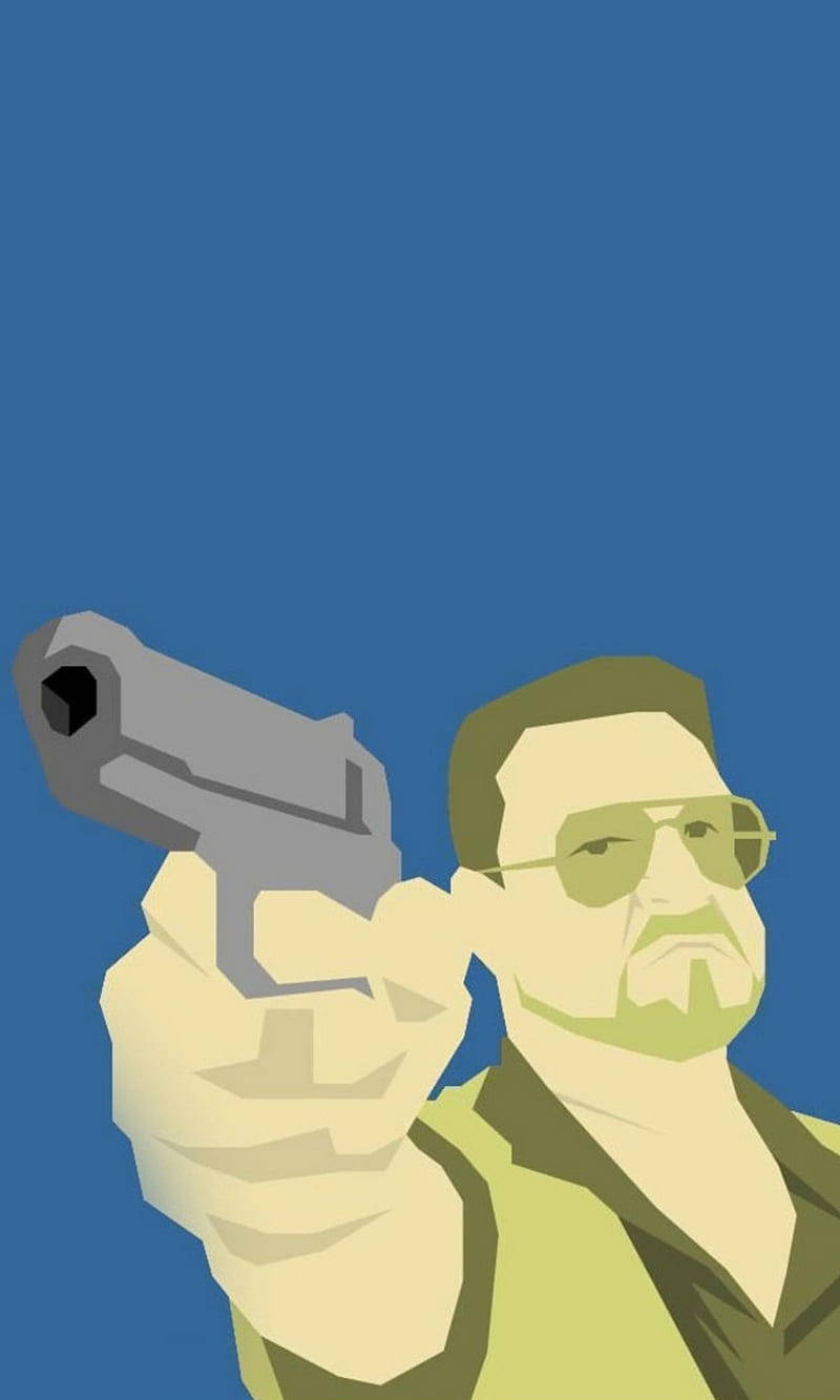 Illustrazionedel Personaggio Walter Sobchak Da The Big Lebowski Sfondo