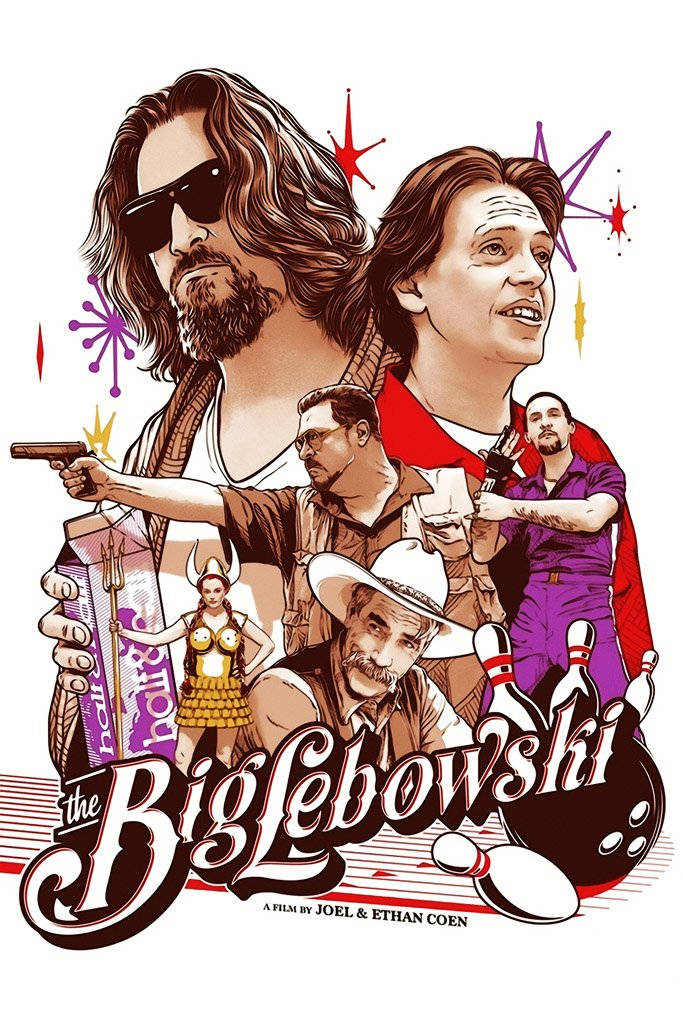 The Big Lebowski Walter The Dude Cartoon Poster Wallpaper
