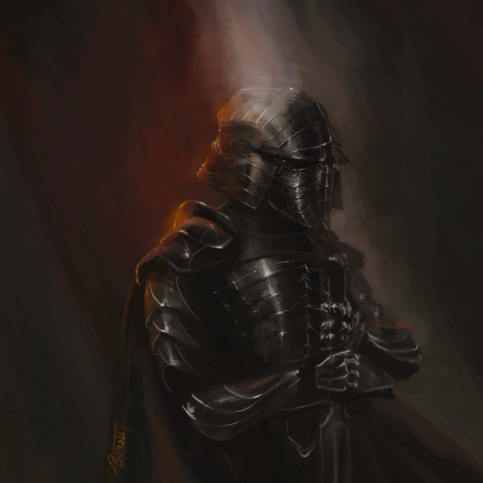 The Black Knight emerges from the shadows against a full moon' Wallpaper