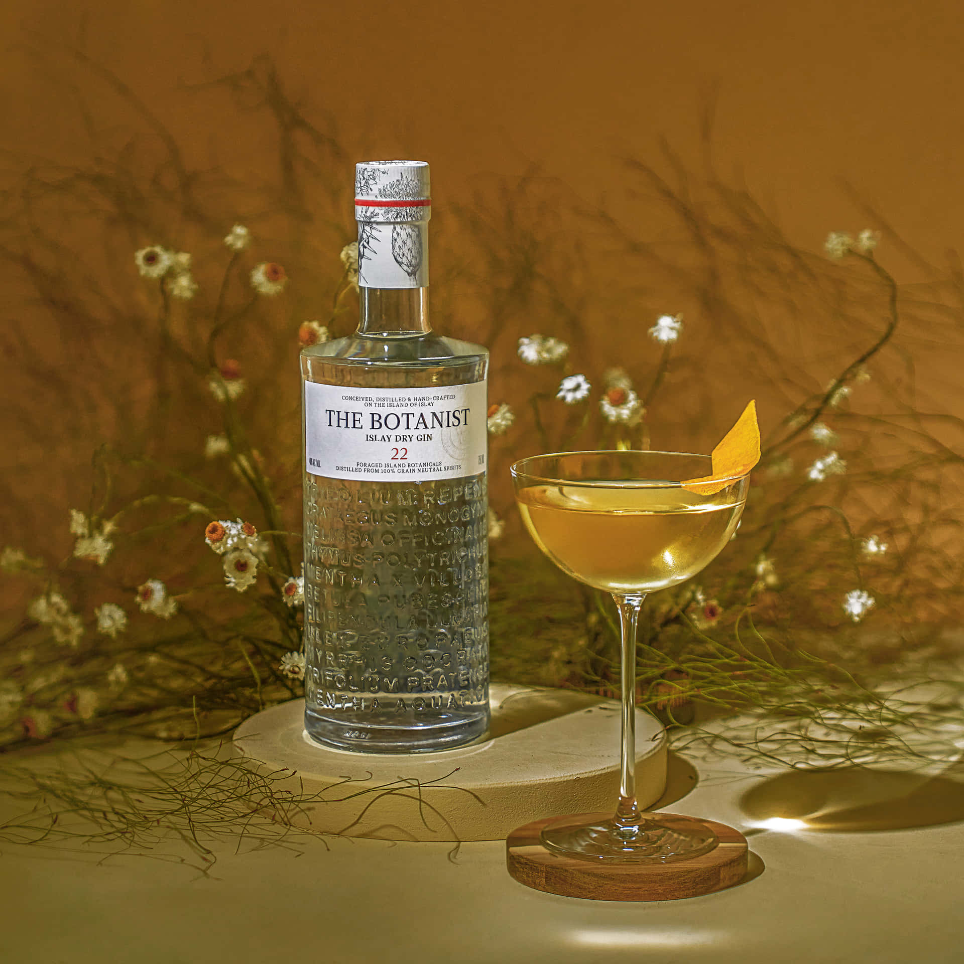 The Botanist Islay Dry Gin Cocktail And Flowers Wallpaper
