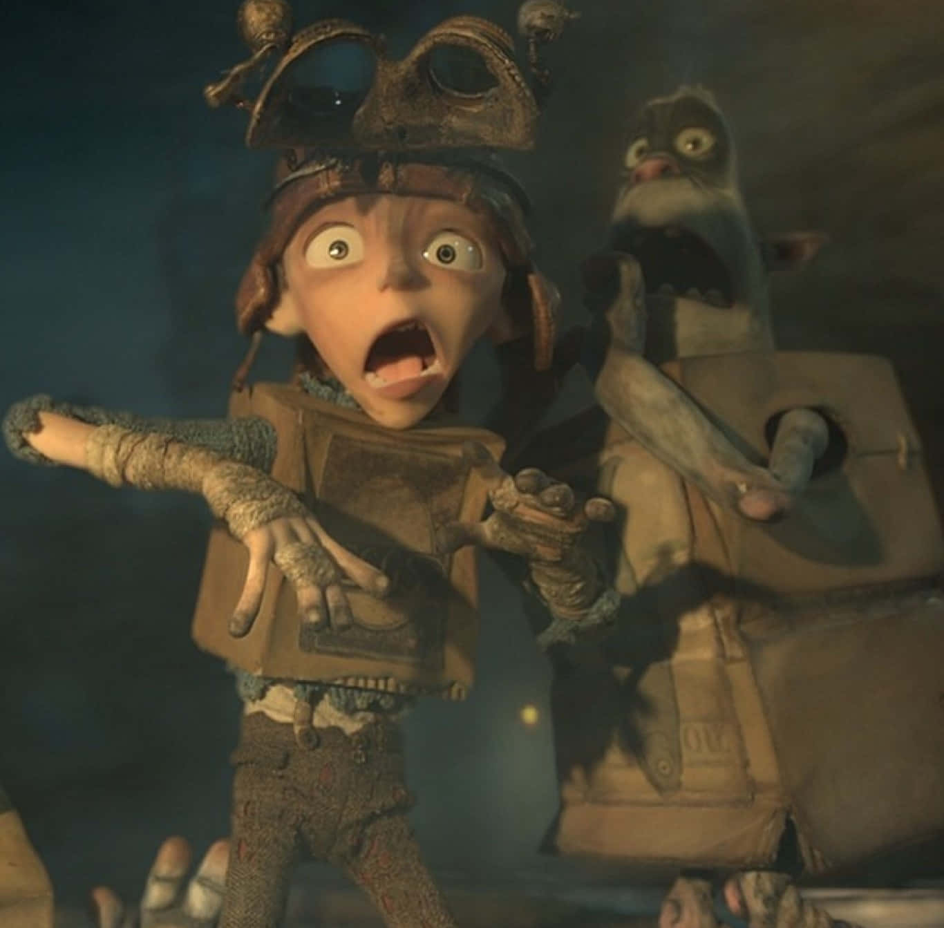 Boxtrolls Characters Eggs and Fish in Action Wallpaper