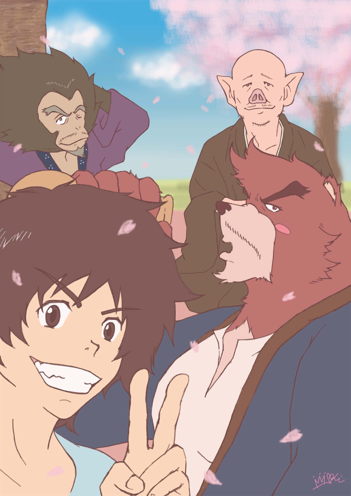 A young boy, Kyuta, and his companion, the beast Kumatetsu, embark on an epic adventure. Wallpaper