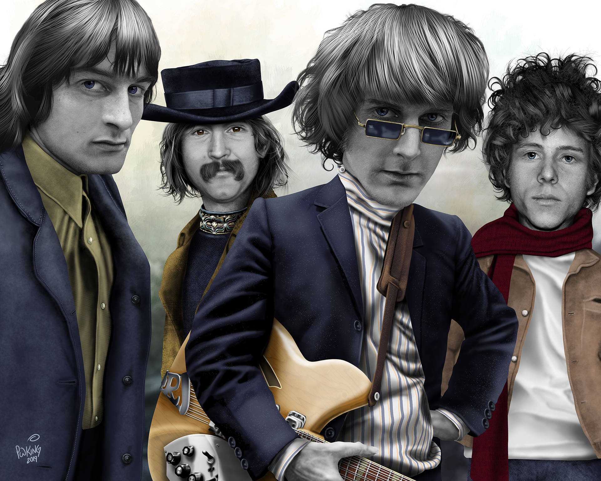 The Byrds Band Caricature Art Wallpaper