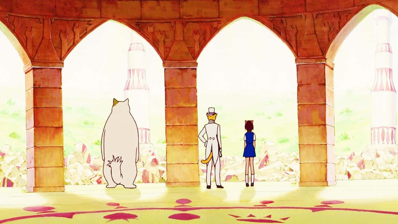 Elregreso Del Gato - Escena De La Película De Studio Ghibli Fondo de pantalla