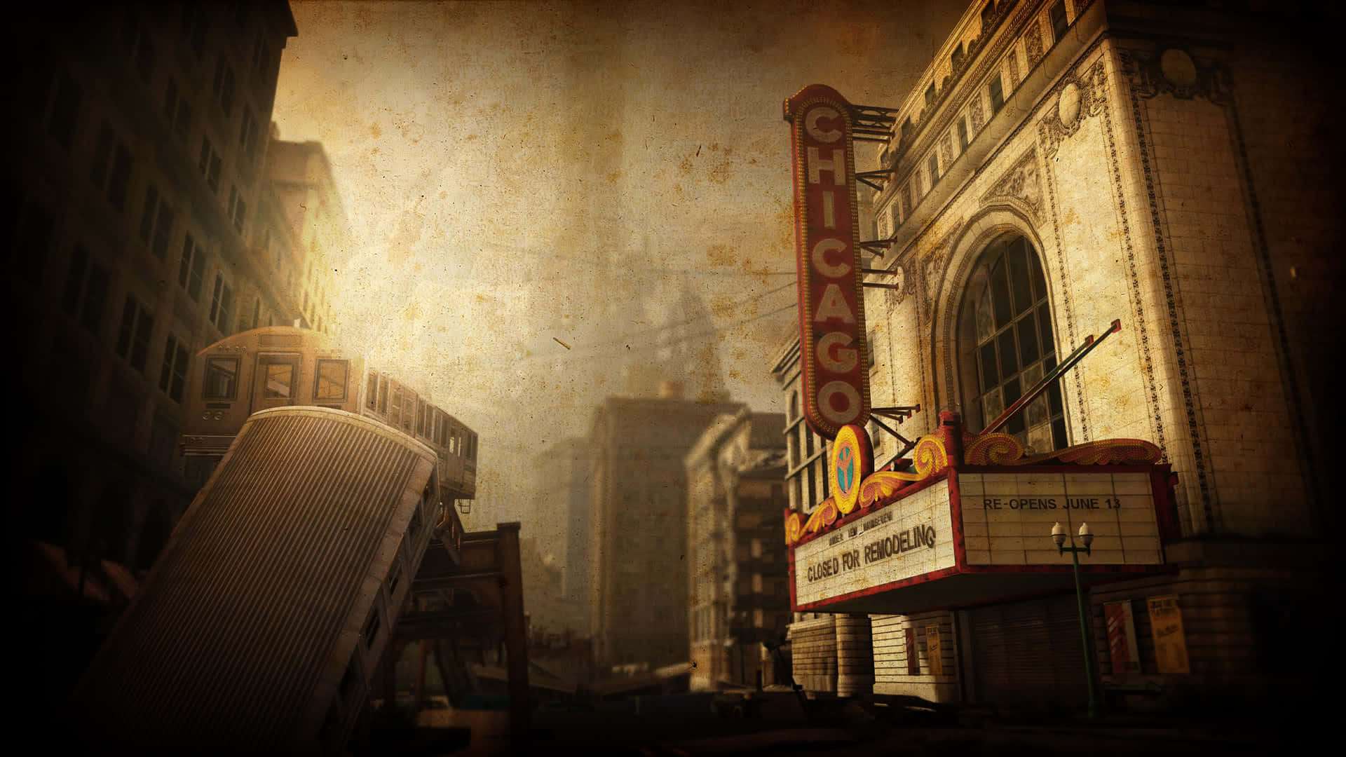 The Chicago Theater Vintage Photo Effect Wallpaper