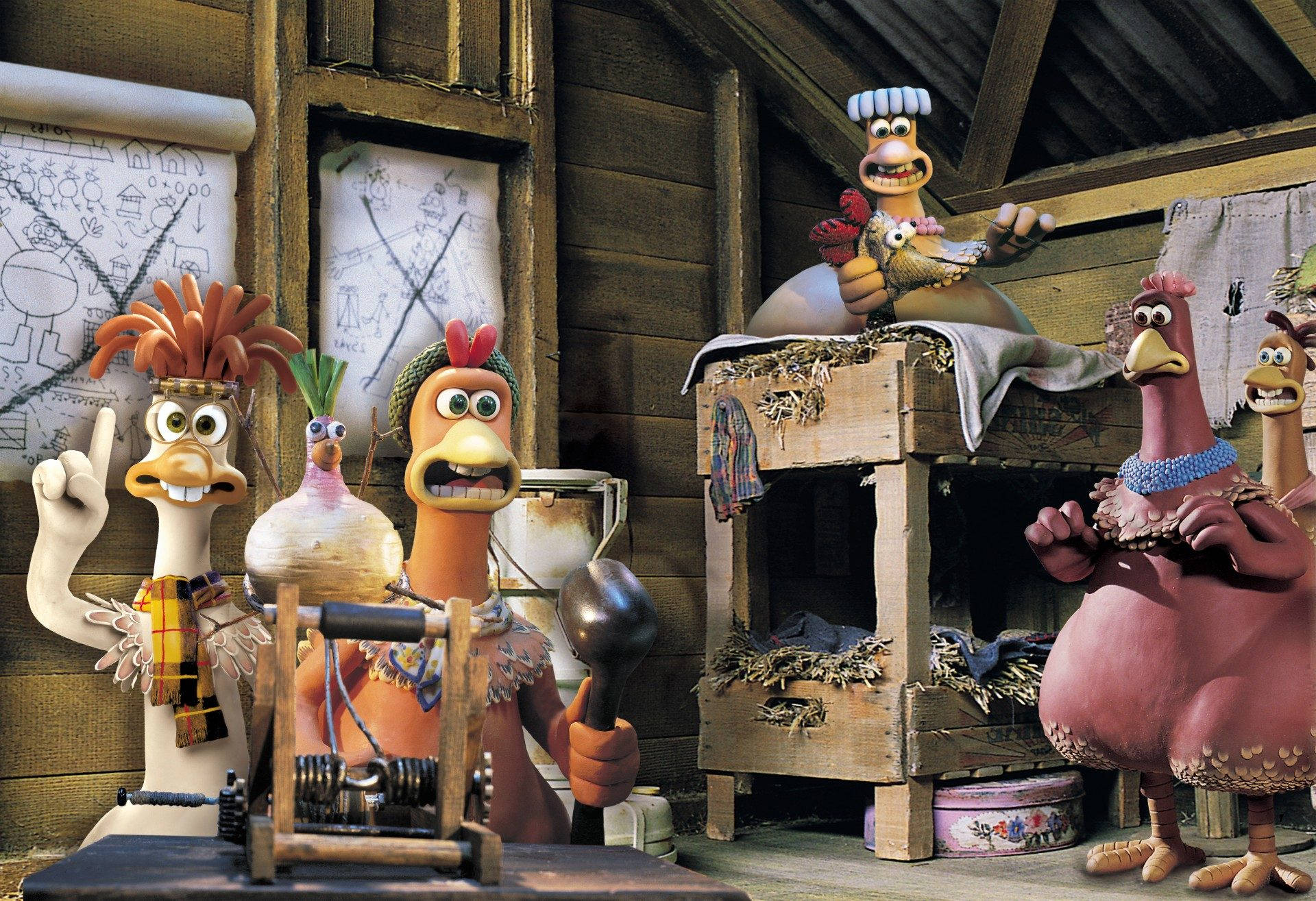 The Chicken Run Movie's Wooden House Wallpaper