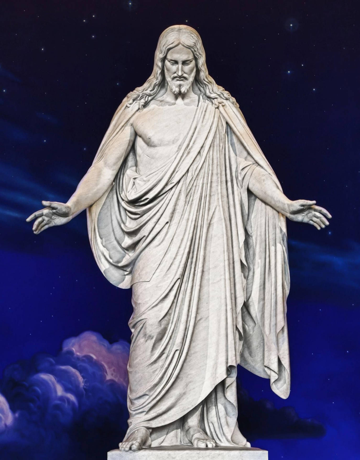 Den Christus Statue Jesus 4K iPhone X Tapet Wallpaper