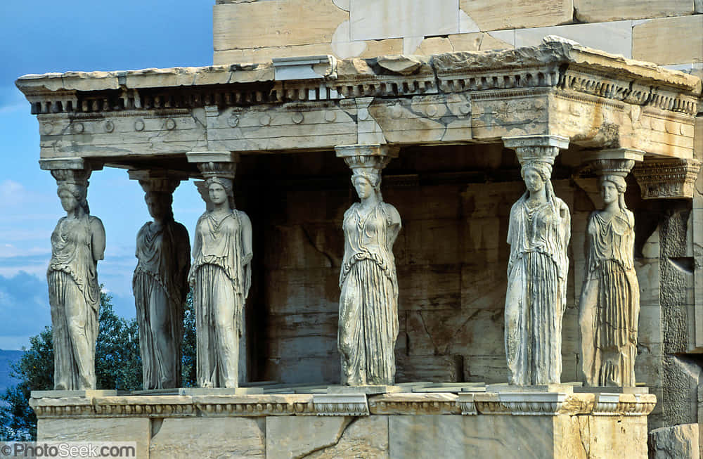 The Coffered Roof Over The Erechtheion's Maiden Porch Wallpaper