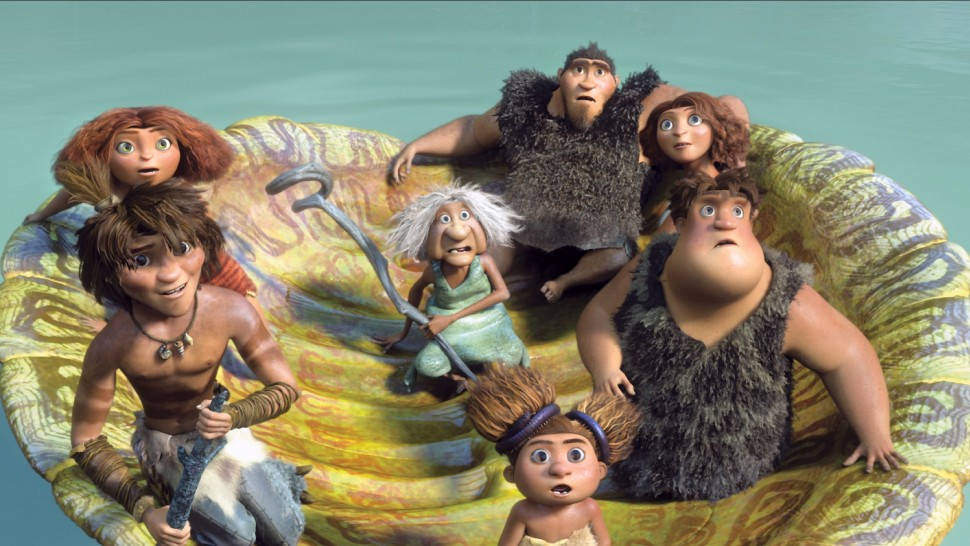 The Croods Family On Floating Device Wallpaper