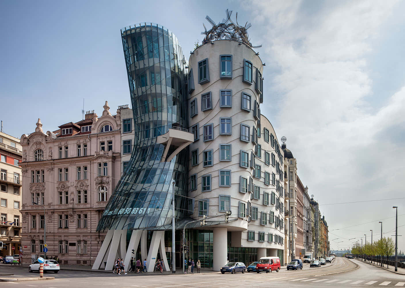 The Dancing House In Gloomy Weather Wallpaper