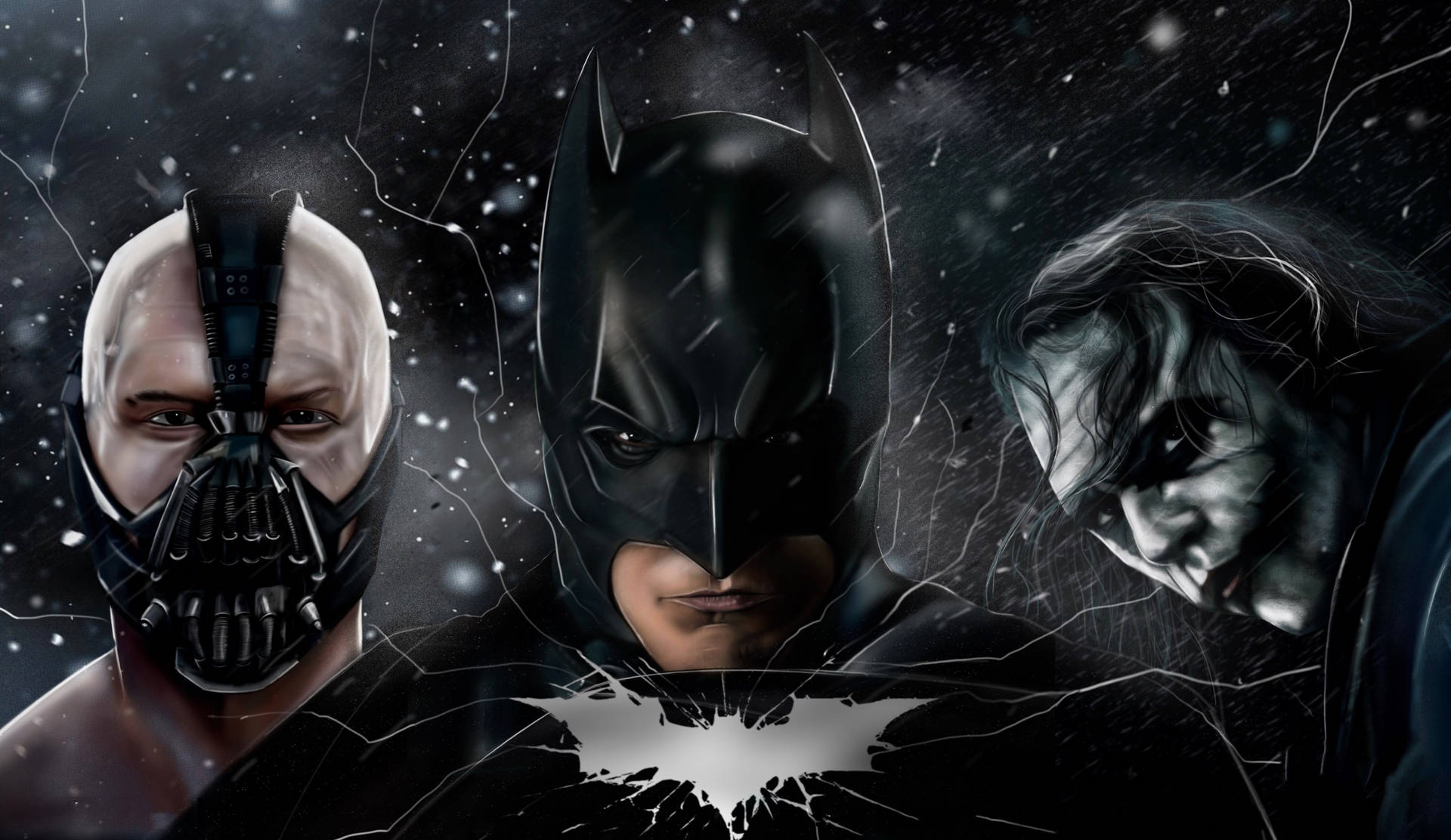 The Dark Knight Batman Bane And Joker Artwork