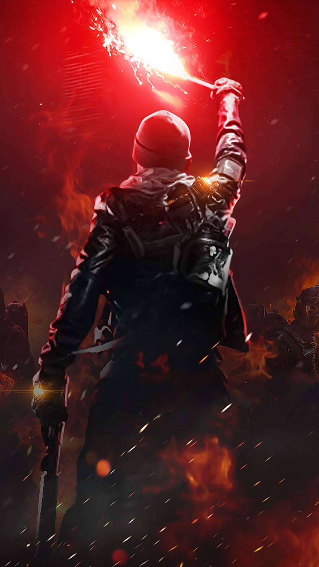 The Division 2 Phone Agent With Red Flare Wallpaper