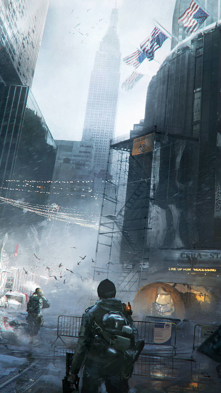 The Division Phone Soldiers And Skyscrapers Wallpaper