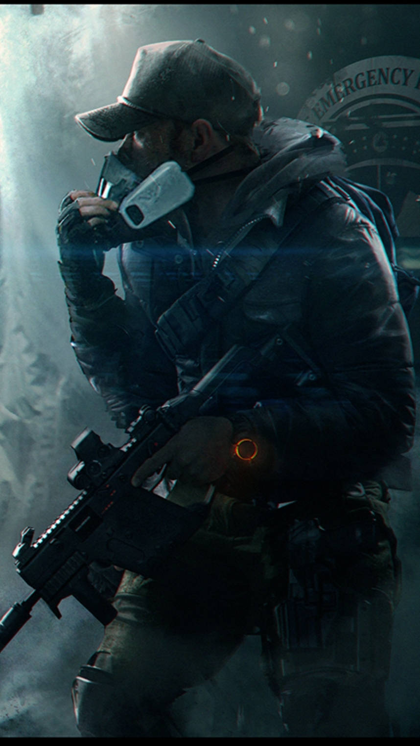 Den Division Telefon Soldat I Maske Tapet Wallpaper